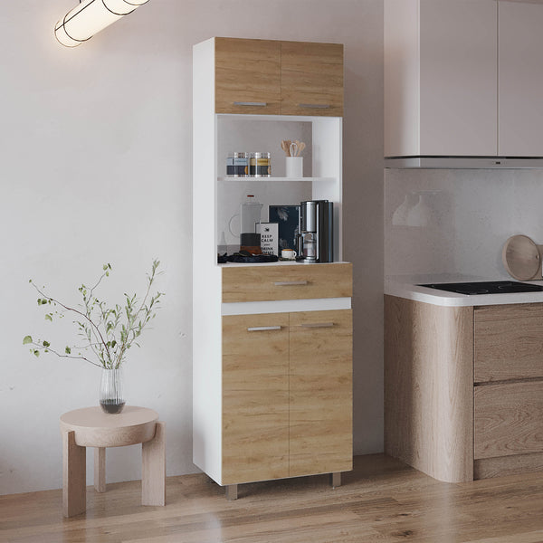 English Elm Sicilia Two-Tone Pantry Cabinet Freestanding Kitchen Storage with Dual Doors & Multiple Shelves B070P337132