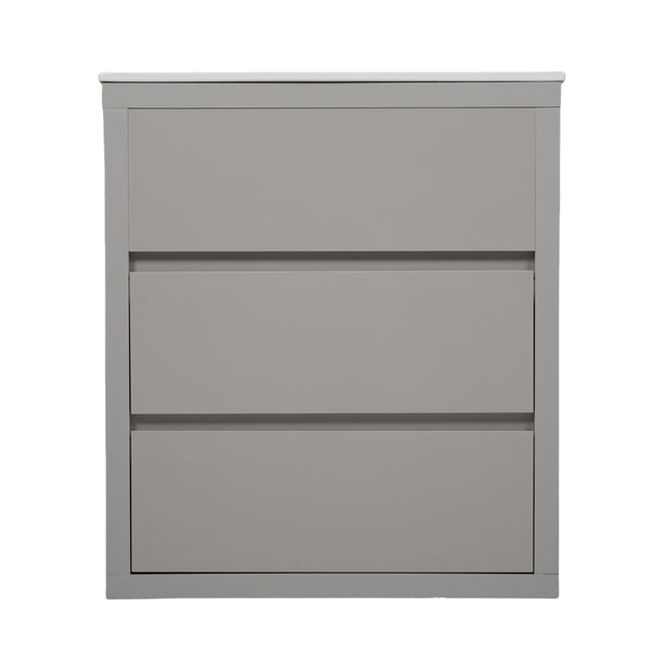 English Elm Christopher Knight Home® - 60" Double Sinks Bathroom Vanity Set with Two Ceramic Basins, Soft-Close Drawers, Sleek Handle-Free Design Gray N817P280550G