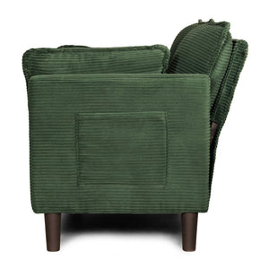 English Elm 48" Corduroy Compact Loveseat with Side Pocket Solid Wood Frame for Small Spaces Dark Green W2715P409866