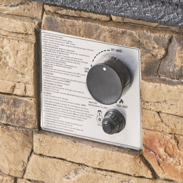 English Elm Christopher Knight Home® - 19.50'' Elegant Stone Grey Outdoor Fire Column 40,000 BTU with Lava Rocks, Lightweight Concrete Design 57561.00-40K