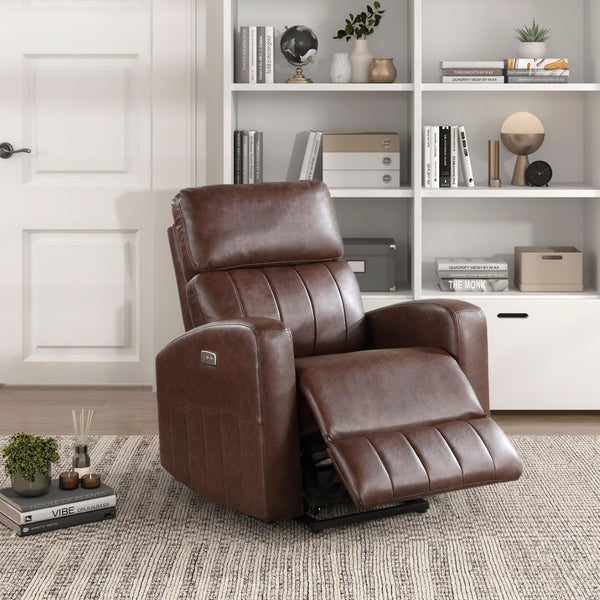 English Elm Power Lift Recliner Chair Faux Leather Upholstered Transitional Living Room Seat B011P262303