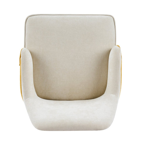 English Elm Indoor Two-tone Fabric Armchair Set Curved Back Ergonomic Dining Accent Seating Beige,Yellow N779P370716B