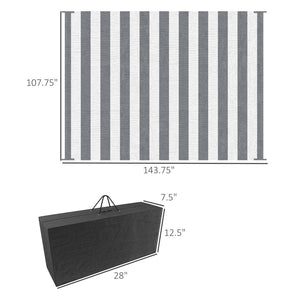 English Elm Outsunny Reversible Polypropylene Outdoor Rug 9x12 Striped Waterproof Mat with Carry Bag W2225P174546