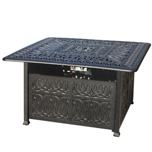English Elm Cast Aluminum 44" Square Fire Table Antique Bronze w/ Fire Glass, Cover, Durable Rust-Free Elegance B010P322785