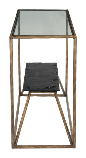 Zuo Modern Ranol Console Table In Brass - Luxurious Glass, Marble & Iron Design For Modern Living Spaces Brass Glass,Natural Marble,Iron 110600-zuo-modern