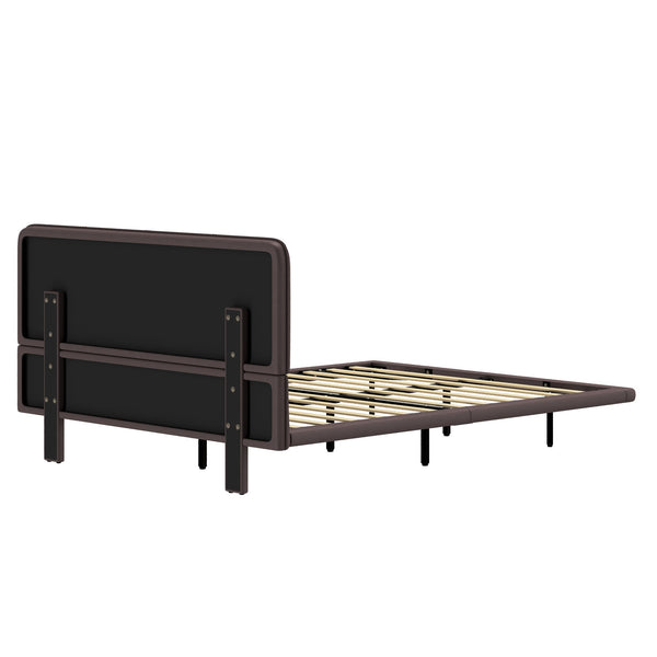 English Elm Christopher Knight Home® - Floating Bed Frame Modern PU Leather Platform Full Size with Under-Bed LED Lights, Durable, Easy Assemble Coffee 56.5 L x 21 W x 7 H N761P206085C
