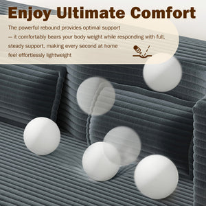 English Elm Modern Full Size Folding Sofa Bed with Plush Corduroy, 2 Pillows, 15" Foam Mattress, No Assembly Required DARK GREY W1885P347083