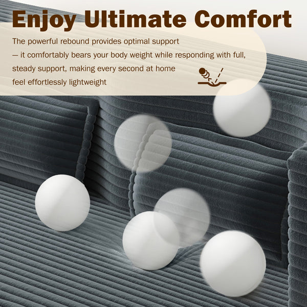 English Elm Modern Full Size Folding Sofa Bed with Plush Corduroy, 2 Pillows, 15" Foam Mattress, No Assembly Required DARK GREY W1885P347083