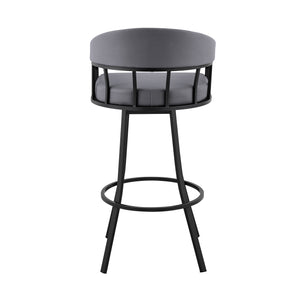 English Elm Wyden 30" Swivel Slate Gray Faux Leather Bar Stool with Matte Black Metal Frame, 360° Comfort B2736P268591