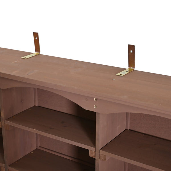 English Elm (with Hutch) Topmax Solid Fir Outdoor Potting Bench Station Cabinets Drawers Patio Garden Brown N717P404332D