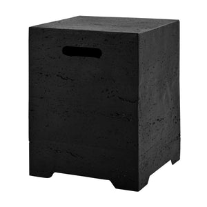 English Elm U_style Outdoor Mgo Propane Tank Cover Table Fluted Stone Finish Patio Side Accent Black N711P410561B