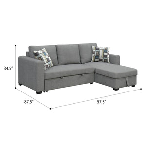 English Elm Wallace & Bay - Gray Reversible Pop-Up Sleeper Sectional with Fossil Gray Finish, Engineered Wood, Easy Care, 87.5" Square Modern Comfort B2709S00032