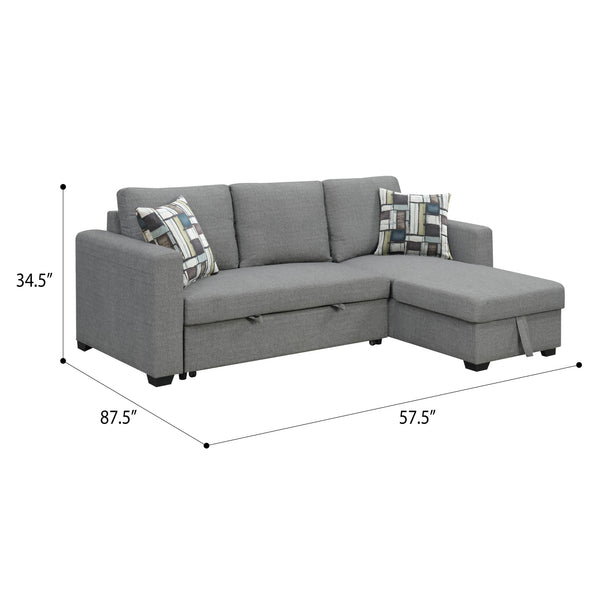 English Elm Wallace & Bay - Gray Reversible Pop-Up Sleeper Sectional with Fossil Gray Finish, Engineered Wood, Easy Care, 87.5" Square Modern Comfort B2709S00032