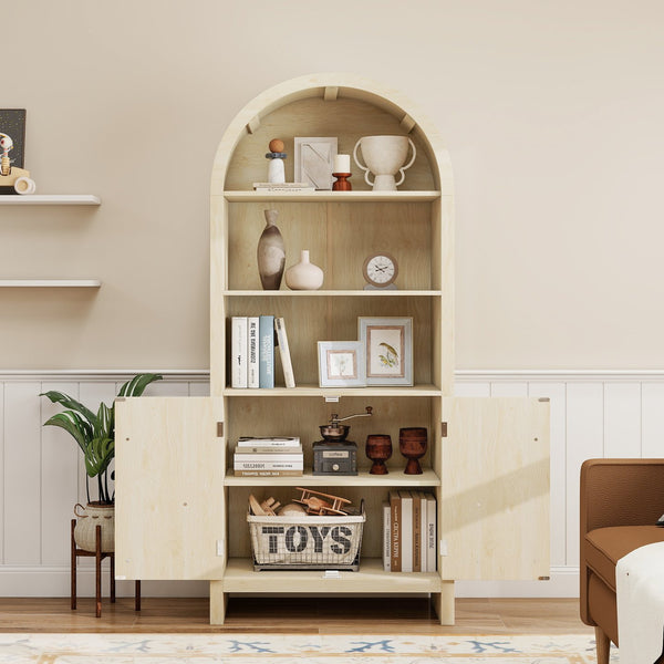English Elm Arched Modern Farmhouse Storage Cabinet With Adjustable Shelves For Kitchen, Living Room & More W688P278910