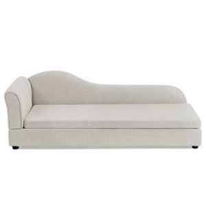 English Elm Oversized Pet Sofa Linen Upholstered Wave Backrest for Large Dogs Modern Living W487P430331