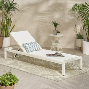 English Elm Christopher Knight Home® - Cape Coral Kd Chaise Lounge - Lightweight Aluminum Frame, Adjustable Mesh Recliner For Outdoor Comfort 57592.00WHI