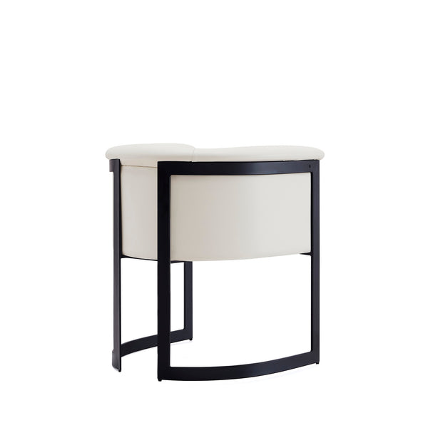English Elm Corso Modern Metal Dining Chair with Smooth Vegan Leather Upholstery and Geometric Black Frame Cream B365P397714