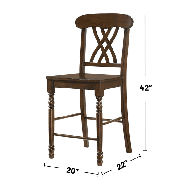 English Elm Set Of 2 Rustic Walnut Counter Height Chairs With Cross Backrest For Farmhouse Dining Charm B016P315207-GIGA