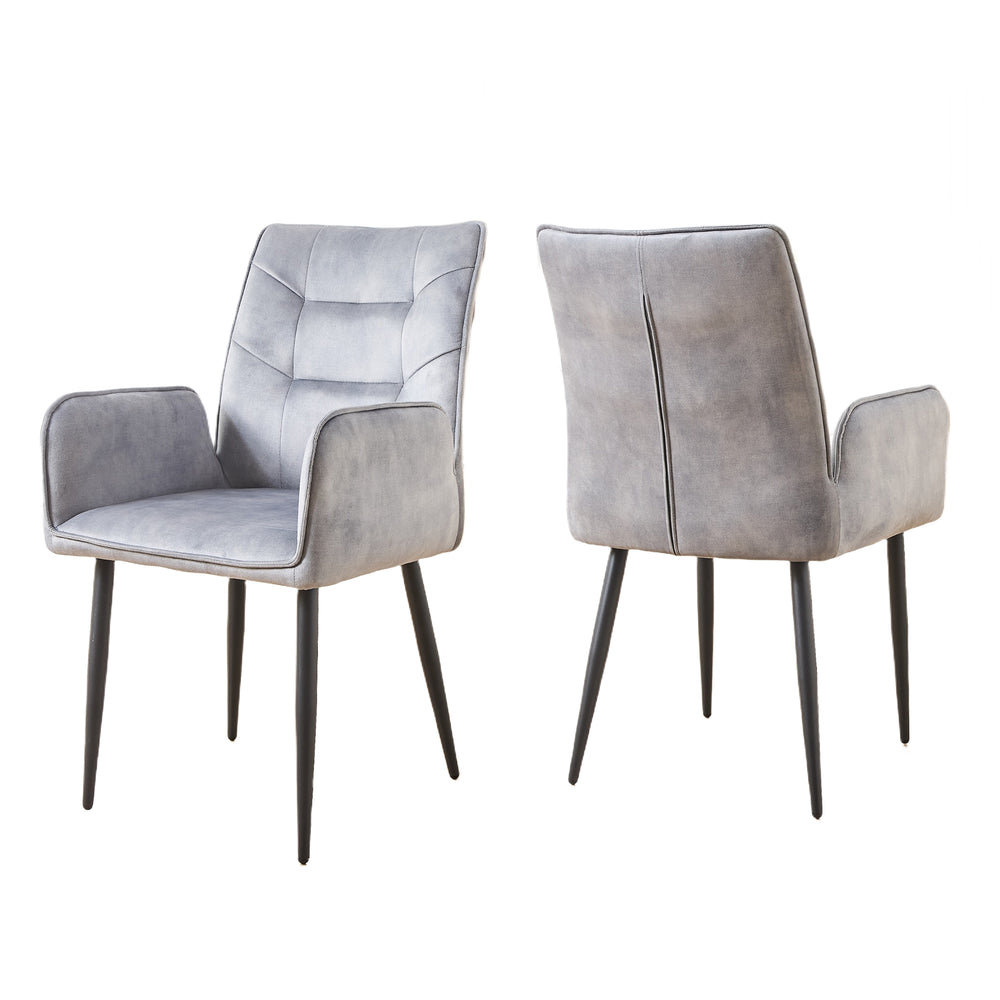 English Elm Modern Velvet Dining Chairs 2-Piece Set - Plush Comfort With Durable Iron Frames In Mustard & Gray N842P284568E