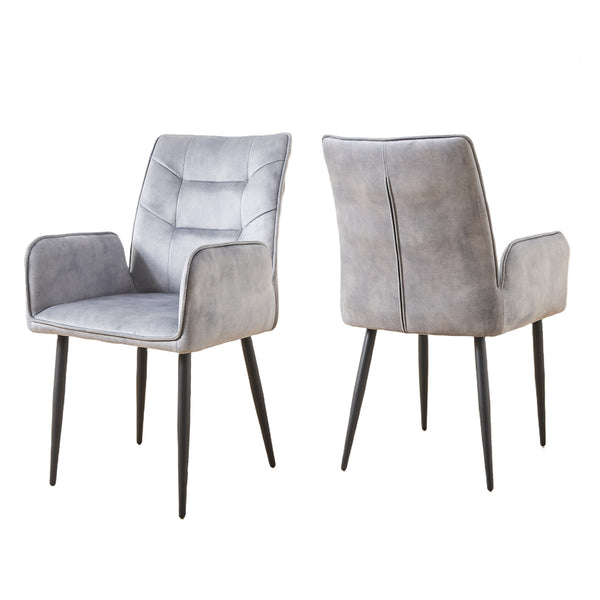 English Elm Modern Velvet Dining Chairs 2-Piece Set - Plush Comfort With Durable Iron Frames In Mustard & Gray N842P284568E