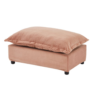 English Elm Modern Armchair Sofa Cozy Chenille Upholstered 47" Chair with Movable Ottoman, Wide Seat Comfortability Pink N719P292695P