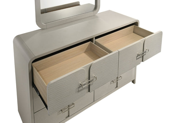 English Elm Aria Five Drawer Chest with Gloss Finish Metallic Pulls and Smooth Glide System B009P355213