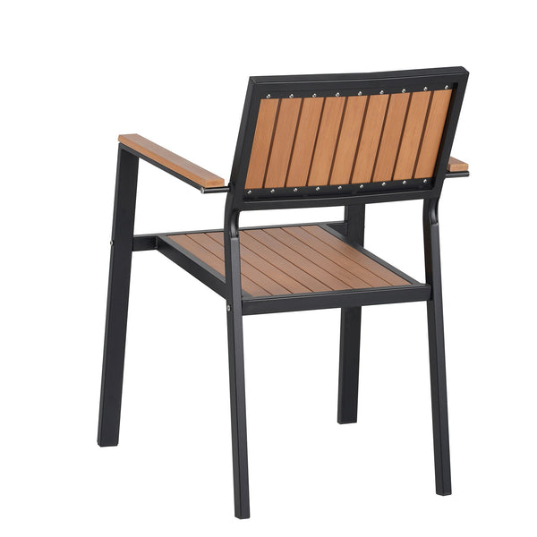 English Elm U_Style Outdoor Extendable Dining Set with 6 Sturdy Chairs, Heavy-Duty 352 lb Table Capacity, Stylish Black,Natural WY000443AAB