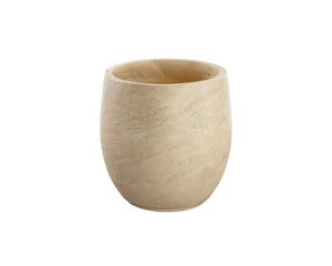 Sunpan ASTER Planter - Small Round Travertine-Look GFRC Pot for Indoor & Outdoor Spaces, Elegant Decor 111375