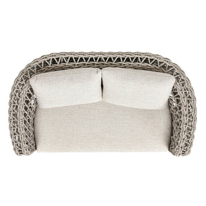 English Elm Jennifer Taylor Home - Everly 63.5" Woven Frame Barrel Loveseat Sofa in Oat Beige – Olefin Rope, Quick-Dry Cushions B2719P245983