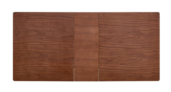 English Elm Modern Extendable Dining Table with Walnut MDF Veneer Top, Dual V-Shaped Metal Base, Sleek Durable Design Dark Walnut W3493S00007