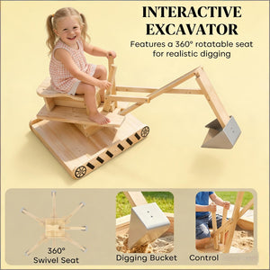 English Elm Kids Outdoor Wooden Sandbox with Rotating Digger Arm Fir Wood Backyard Play Set T3971P486881