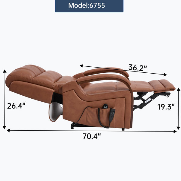 English Elm Power Lift Recliner with Dual Motor Massage Heat and Leatheraire Upholstery 350 Lb W1803S00079