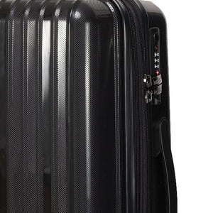 English Elm Luggage 3 Piece Pp Hard Shell Travel Set with Spinner Wheels Expandable Carry On Black T3292P316972
