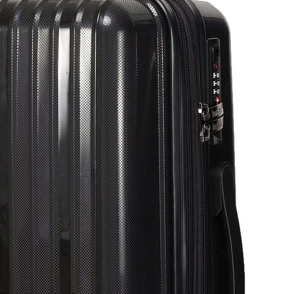 English Elm Luggage 3 Piece Pp Hard Shell Travel Set with Spinner Wheels Expandable Carry On Black T3292P316972
