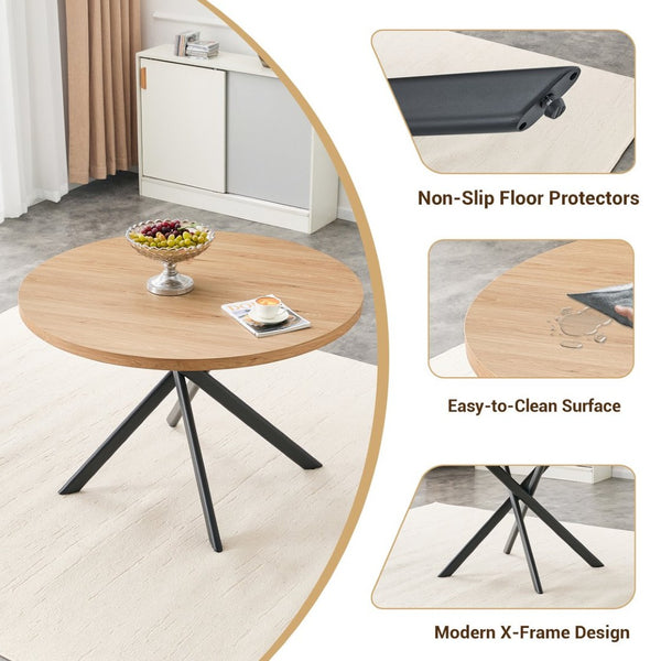 English Elm Round Foldable Mdf Dining Table with Radial Legs for Small Space Bistro Interiors Oak W3493P462093