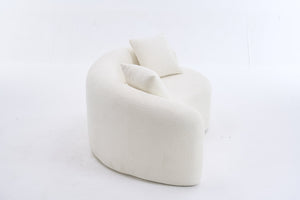 English Elm LY-042 Zen-Inspired S-Curved Dual-Depth Loveseat with Chenille Upholstery, Ready-to-Use Comfort White W2231P329713