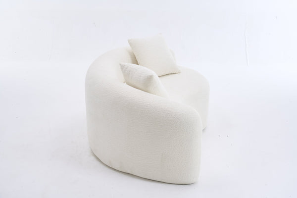 English Elm LY-042 Zen-Inspired S-Curved Dual-Depth Loveseat with Chenille Upholstery, Ready-to-Use Comfort White W2231P329713