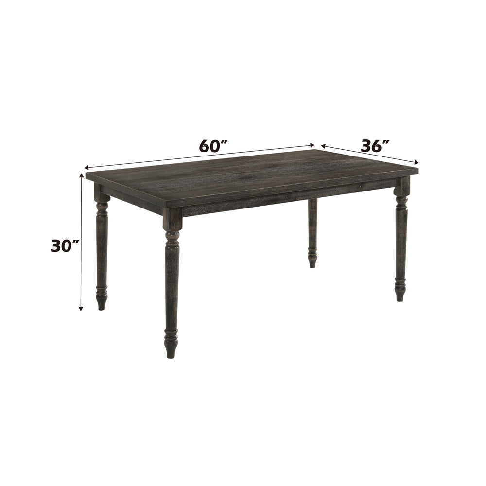 English Elm Claudia Elegant Weathered Gray Dining Table with Turned Legs, Wood Veneer Top, Solid Apron, 26" Clearance B2726P256353
