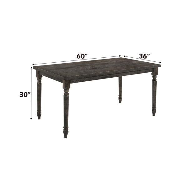 English Elm Claudia Elegant Weathered Gray Dining Table with Turned Legs, Wood Veneer Top, Solid Apron, 26" Clearance B2726P256353