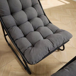 English Elm Patio Sling Recliner Set with Ottoman Steel Frame Mesh Seat Cushioned Modern Lounge W640P443483