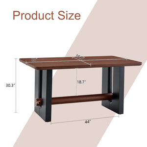 English Elm All-mdf Walnut Top Dining Table Seats Four with Matte Black Base for Small Spaces W3875S00025