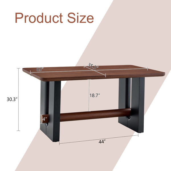 English Elm All-mdf Walnut Top Dining Table Seats Four with Matte Black Base for Small Spaces W3875S00025