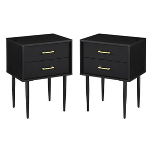 2 Piece 20" Two-Drawer Nightstand - Solid Black AF20OLI2DSB-2PK Walker Edison