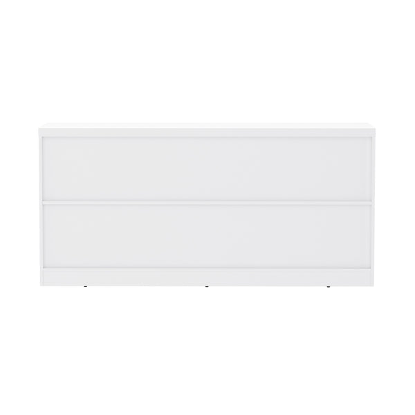 English Elm Viennese 62" Sideboard White — Spacious 6-Shelf 4-Door Console Cabinet for TV up to 60", Closed Base B365P398543