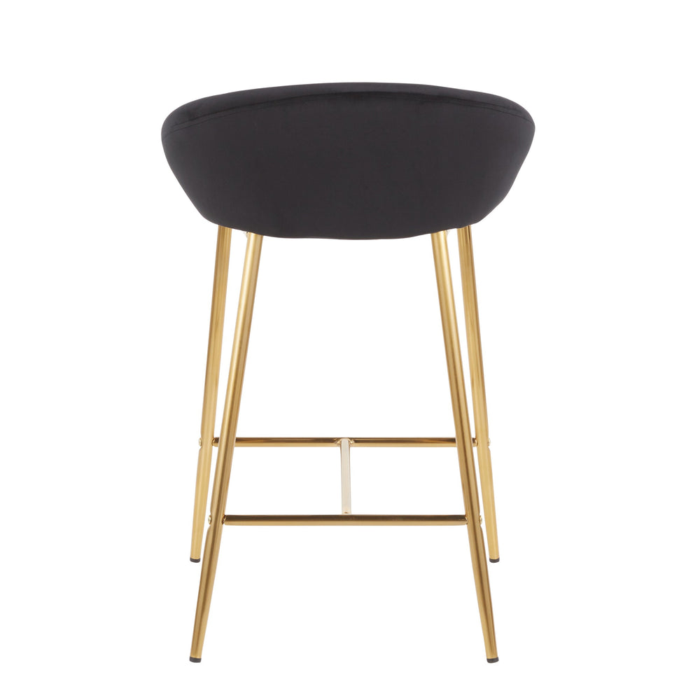 English Elm Matisse Glam 26" Counter Stools Set of 2 – Black Velvet Seats, Gold Trestle Base, Fixed 250 lb Capacity B202P222083