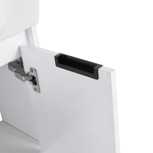 English Elm 23" Freestanding Bathroom Vanity with Ceramic Vessel Sink, Soft-Close Doors, Adjustable Shelf Storage Glossy White W999P206105