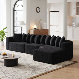English Elm 131.1-inch Chenille Cloud Sectional with Memory Foam Curved Modular Living Room Sofa W3505S00013