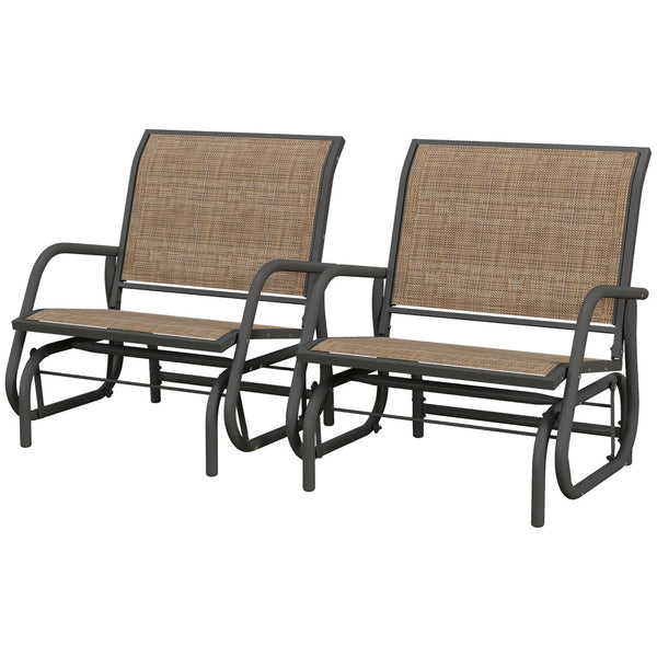 English Elm Outsunny Set Of 2 Porch Glider Chairs – Durable Metal Frame, Breathable Mesh, Quiet Gliding Comfort W2225P200387-GIGA
