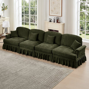 English Elm Elegant Mid Century Chenille 4-Seater Sofa With Flared Arms, Detachable Skirts & Plush Comfort W3041S00349