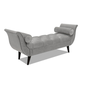 English Elm Alma Velvet Tufted Entryway Bench with Flared Arms and Bolster Pillows Included Gray B2719P238451